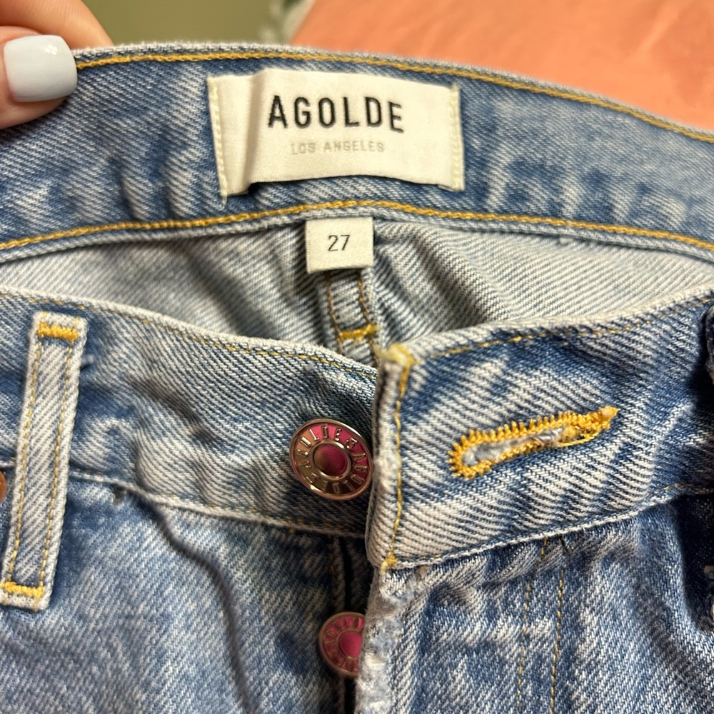 AGOLDE Parker Distressed High Rise Shorts 27 - Picture 2 of 5